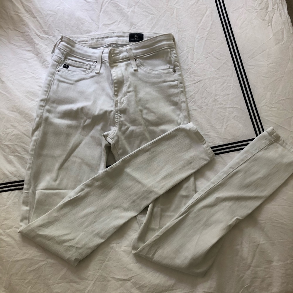 AG The Farrah White High-Rise Skinny Jeans